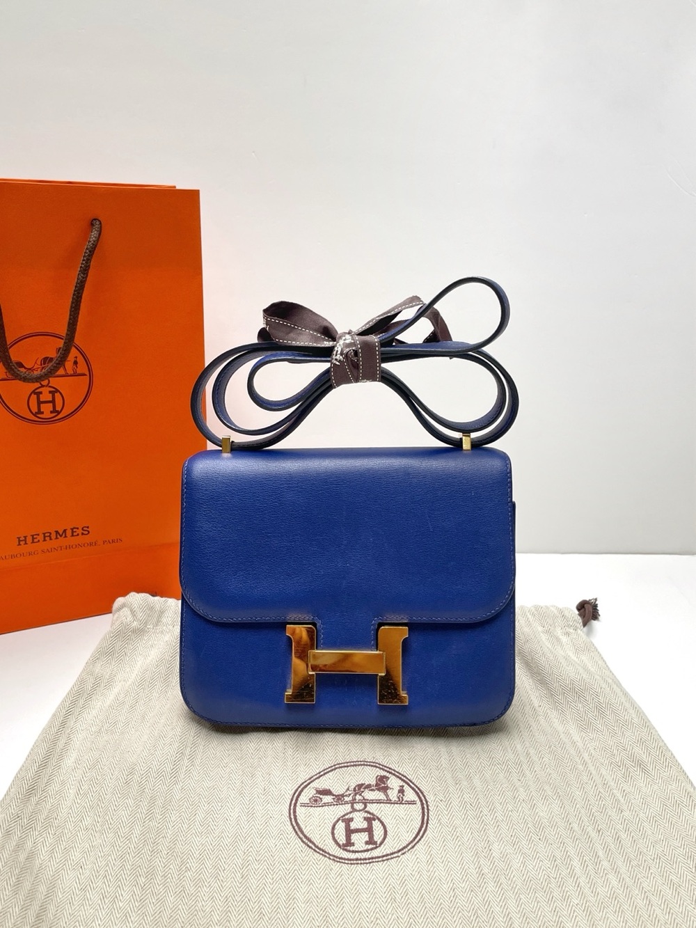 Hermes Constance 18 Mini Blue with Gold Hardware
